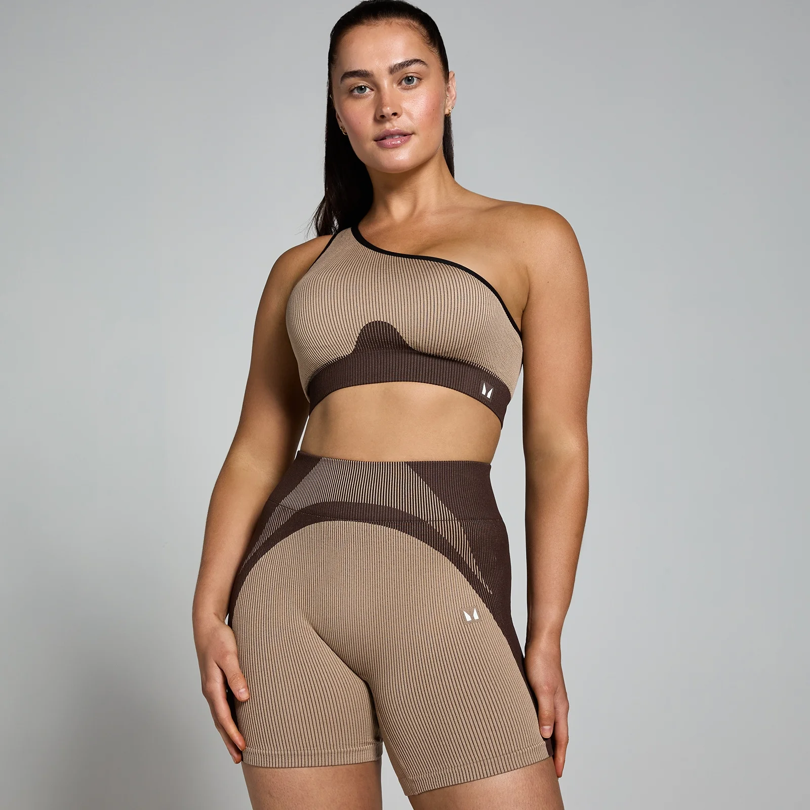 Reggiseno a costine a contrasto senza cuciture MP - Cashmere / Espresso - XL Immagine 1