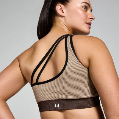 Reggiseno a costine a contrasto senza cuciture MP - Cashmere / Espresso - XL Immagine 6