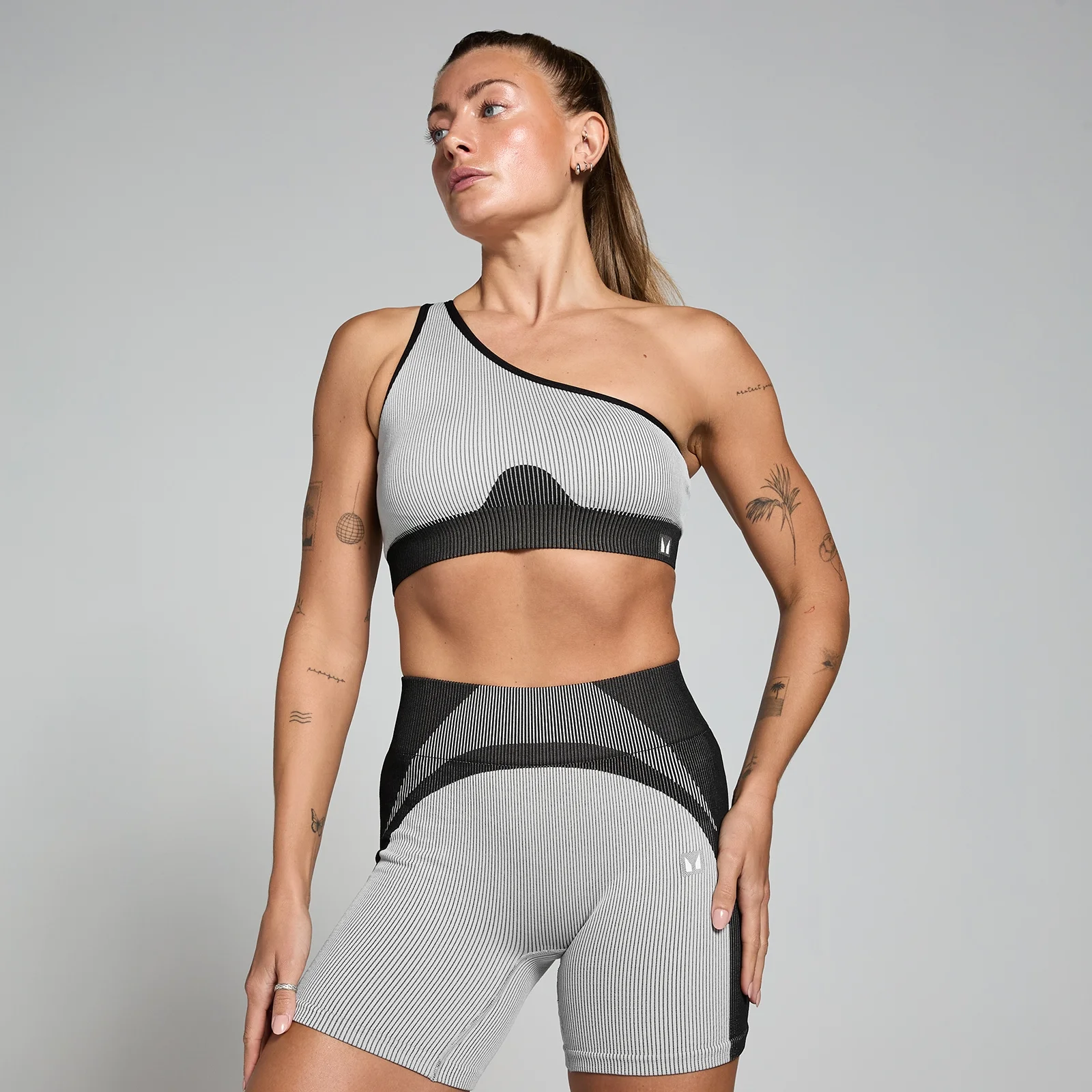 Reggiseno a costine a contrasto senza cuciture MP - Nero / Grigio - XL Immagine 1