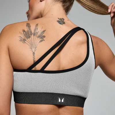 Reggiseno a costine a contrasto senza cuciture MP - Nero / Grigio - XL Immagine 6