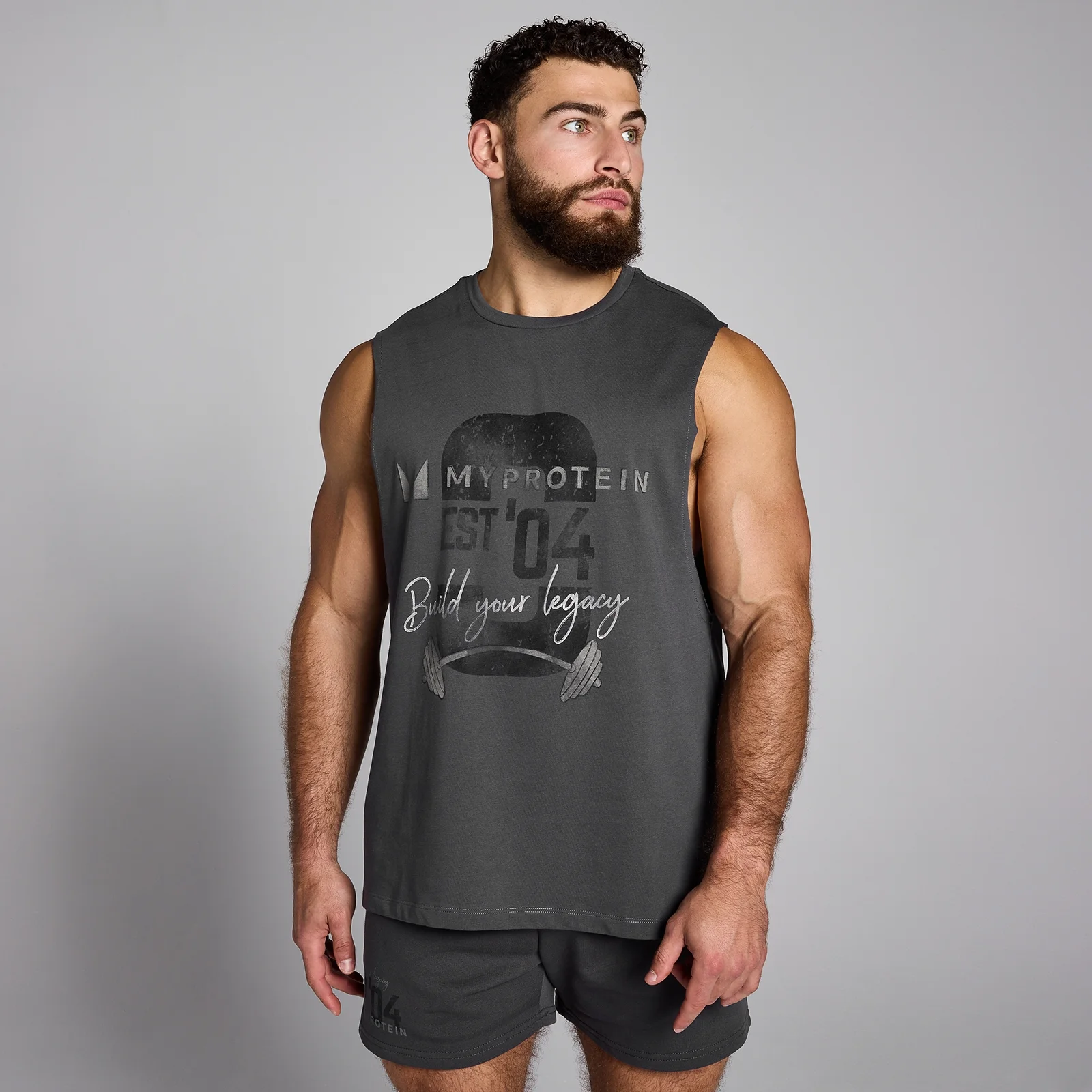 Canotta con stampa Origin MP da uomo - Grigio slavato - XL Immagine 1