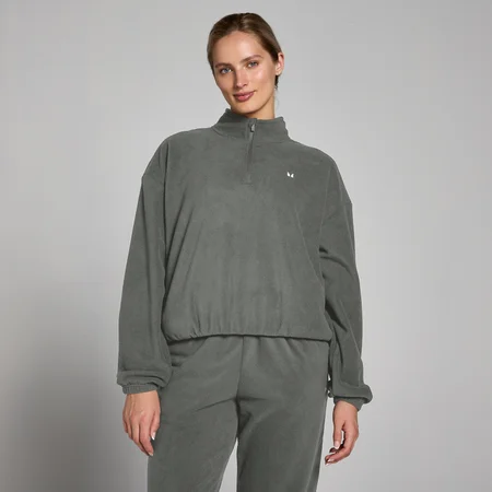Pile con cerniera 1/4 con collo alto MP da donna - Grigio canna di fucile