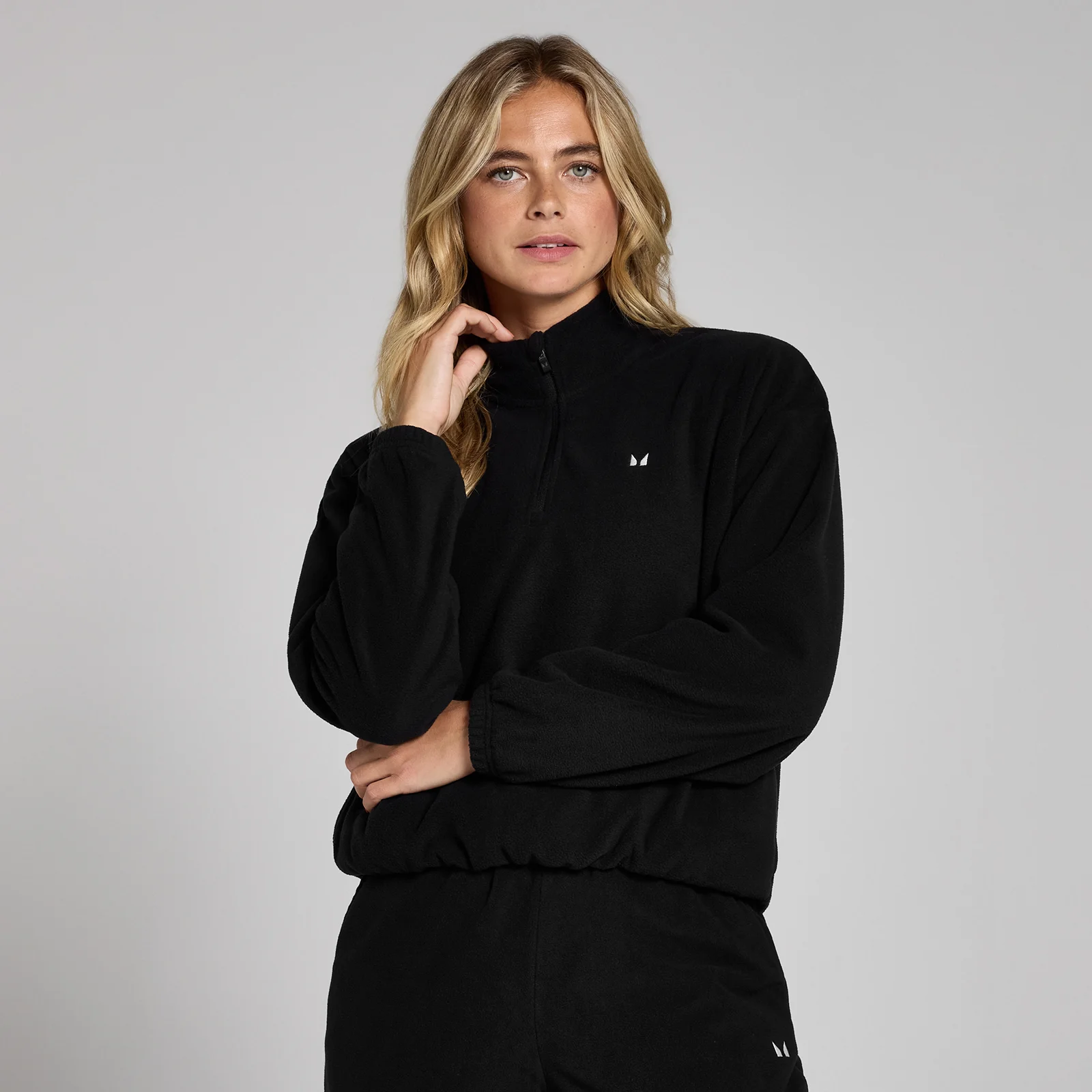 Pile con cerniera 1/4 con collo alto MP da donna - Nero - S Immagine 1