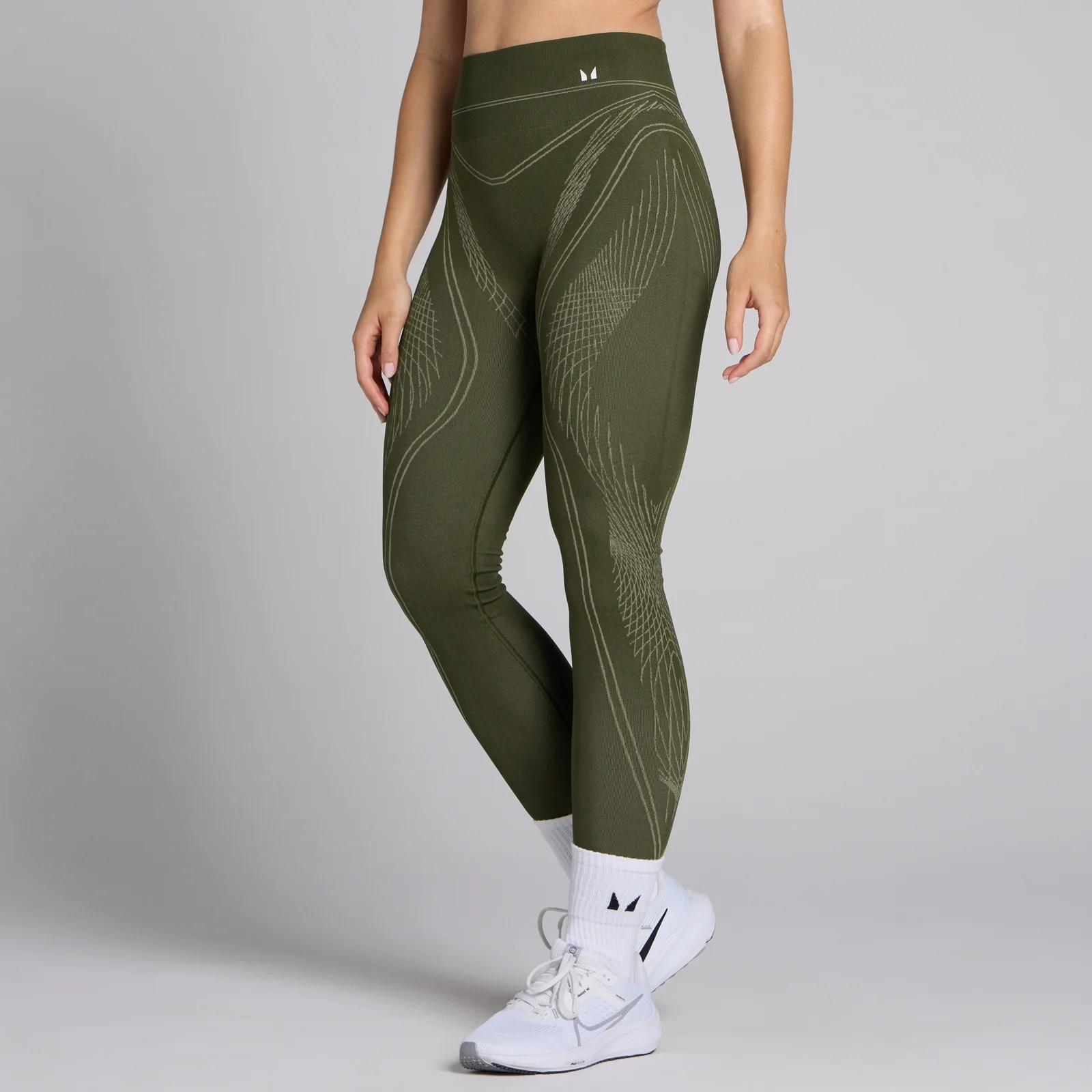 Leggings senza cuciture Linear MP Tempo da donna - Verde oliva scuro - XS Immagine 1