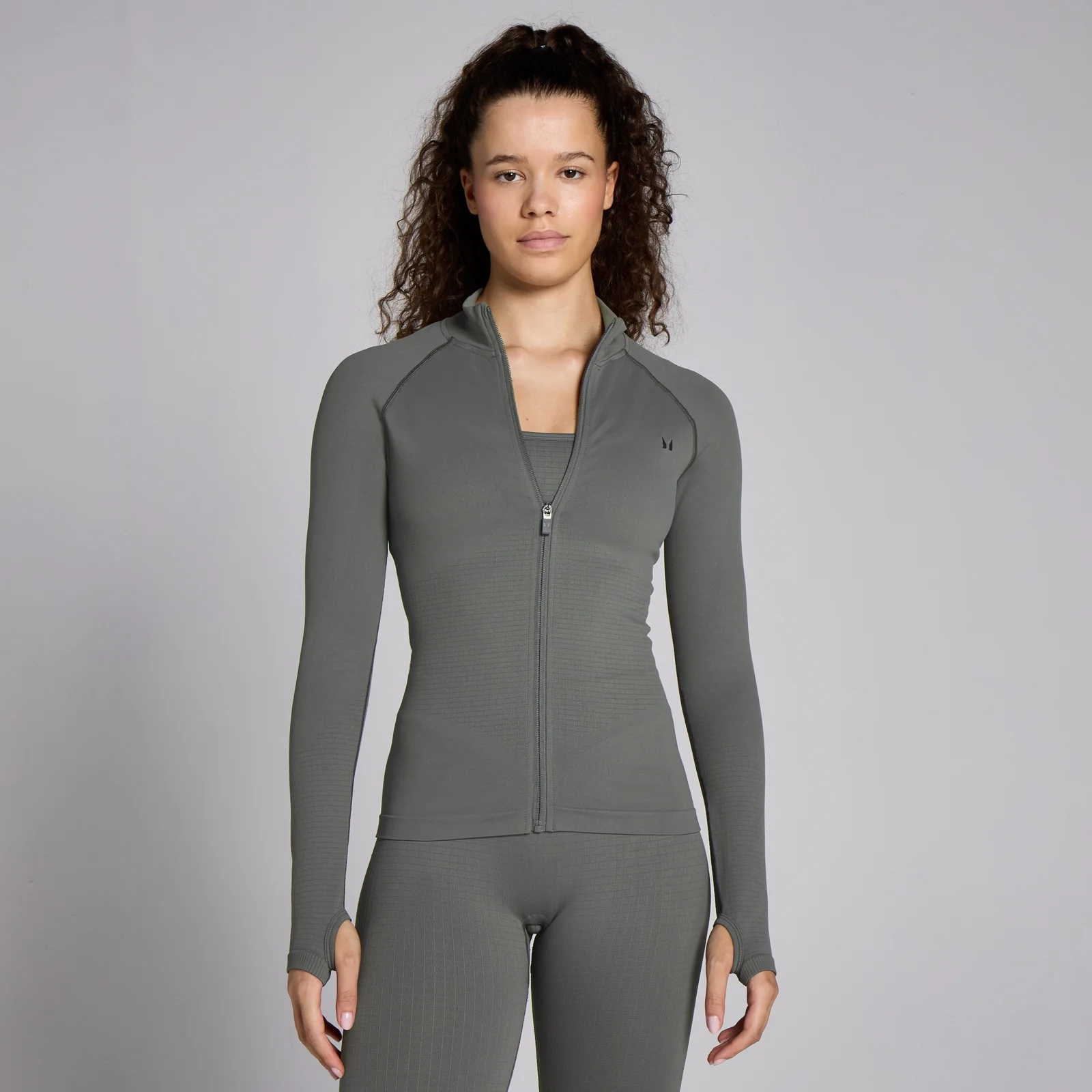 Giacca con cerniera integrale senza cuciture MP Lifestyle Waffle da donna - Grigio canna di fucile - XS Immagine 1
