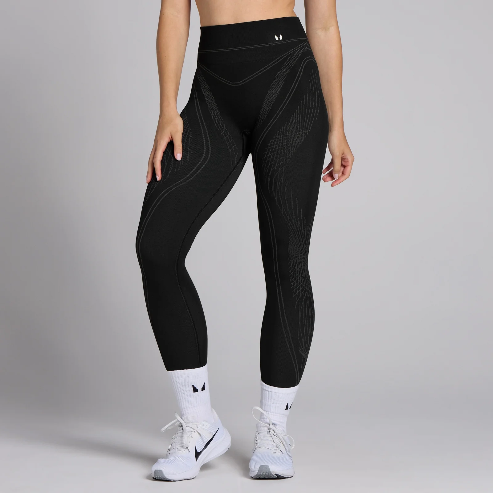 Leggings senza cuciture Linear MP Tempo da donna - Neri - XS Immagine 1