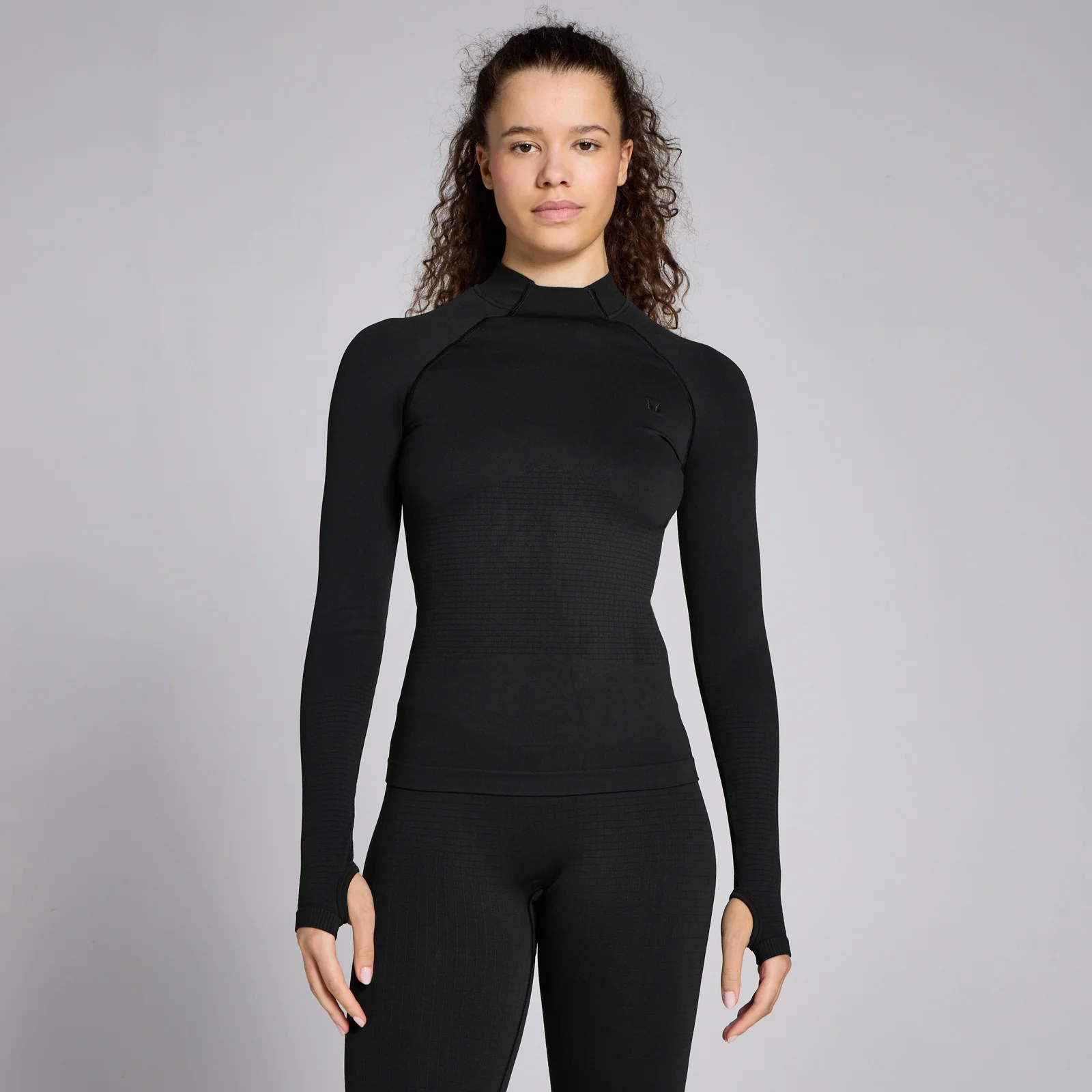 Maglia a maniche lunghe senza cuciture MP Lifestyle Waffle da donna - Nero - XS Immagine 1