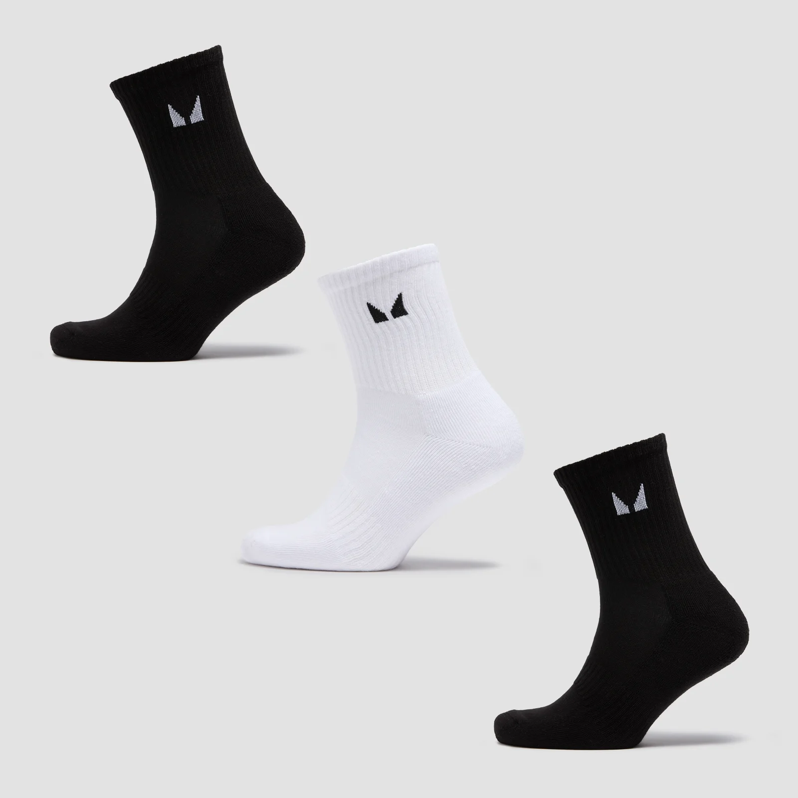 MP Unisex Crew Socks (3 Pack) - Black/White - UK 2-5 Immagine 1