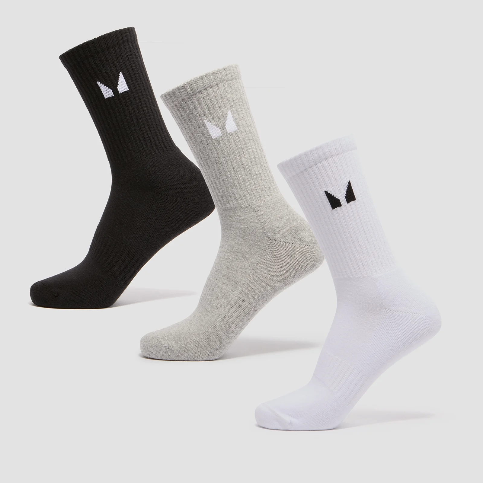 MP Unisex Crew Socks (3 Pack) - White/Black/Grey Marl - UK 2-5 Immagine 1