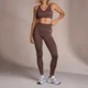 Leggings senza cuciture a costine MP da donna - Caffè