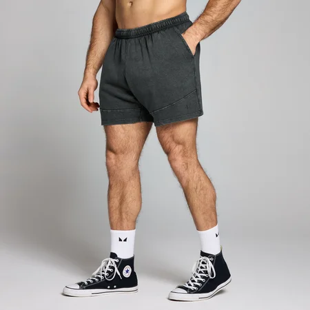 Pantaloncini sportivi lavati con grafica MP Origin da uomo - Nero slavato