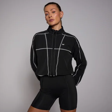 Giacca a vento crop con cuciture a contrasto MP Tempo da donna - Nero