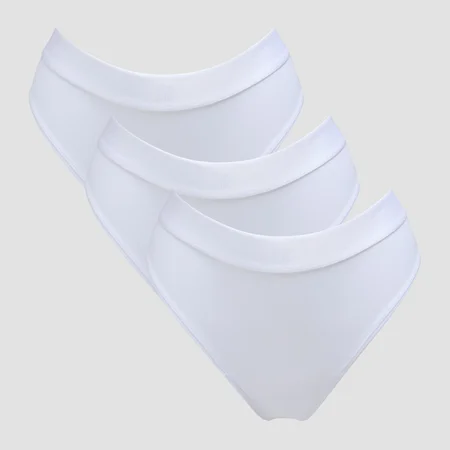 Mutandine bikini a vita media MP da donna (confezione da 3) - Bianco