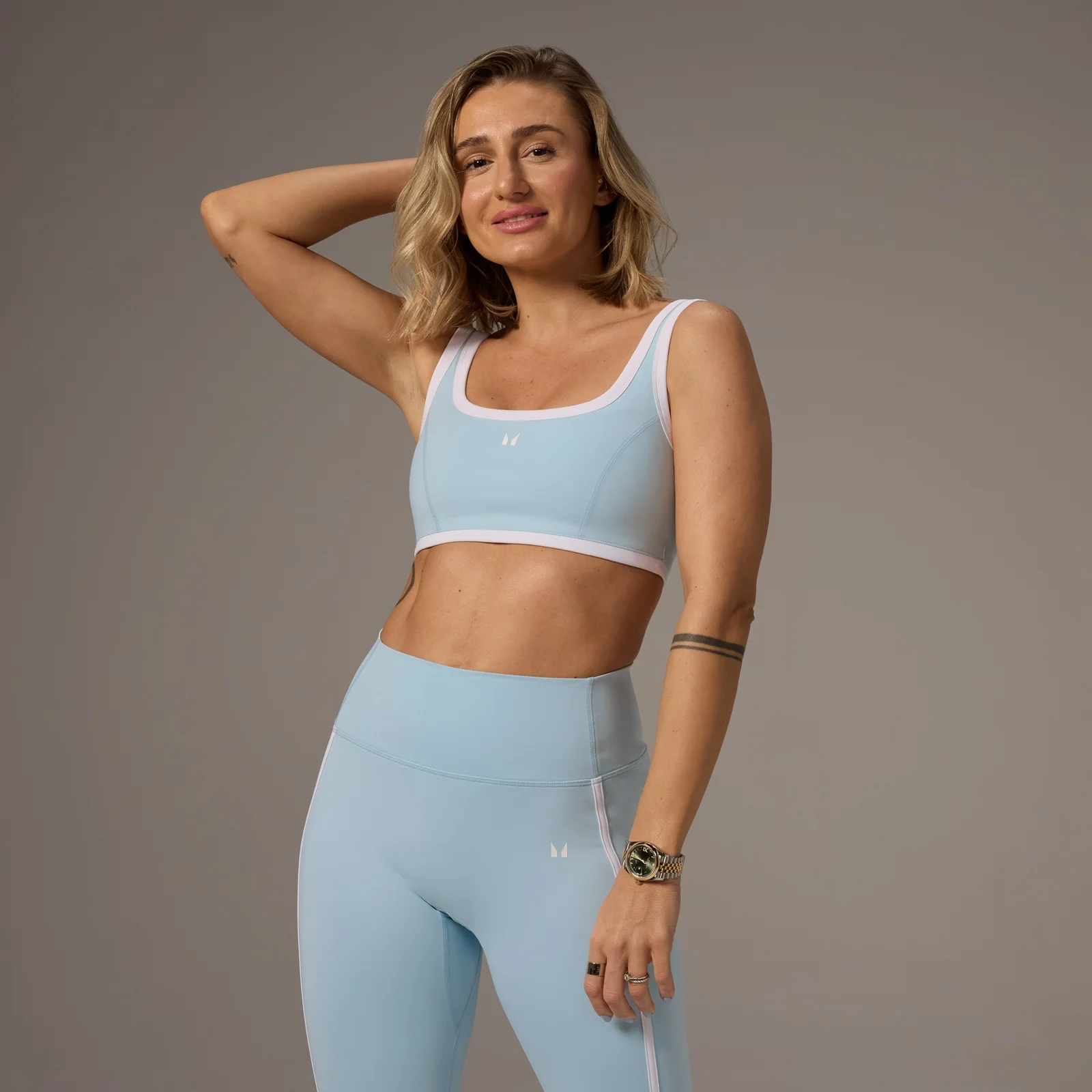 Reggiseno sportivo con scollo quadrato a contrasto MP X Tatiana - Light Aqua - XS Immagine 1