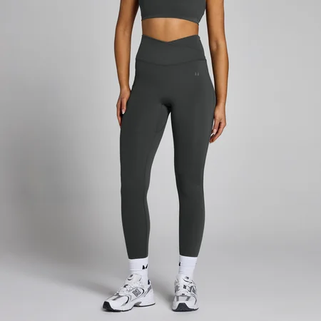Confezione Da 2 Leggings Donna A Vita Alta – Opachi, Elasticizzati, Per Yoga E Fitness – Nero + Grigio Scuro, Taglie Forti 46/52 IT