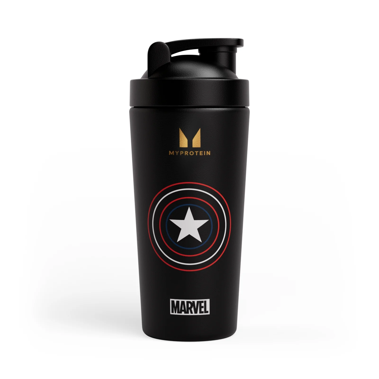 Shaker in metallo riciclato Capitan America Myprotein - Nero Immagine 1