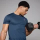 T-shirt sportiva con trama a griglia MP da uomo - Blu scuro