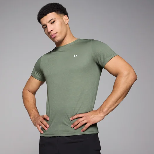 T-shirt sportiva con trama a griglia MP da uomo - Cachi chiaro