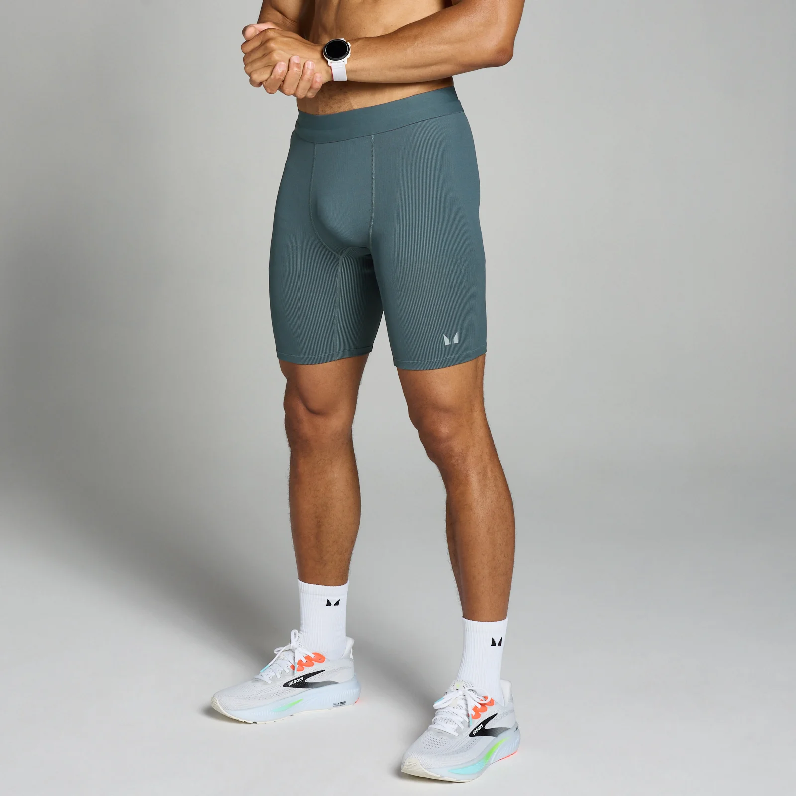 Pantaloncini attillati a contrasto a costine MP Velocity Ultra da uomo - Dark Slate - XS Immagine 1