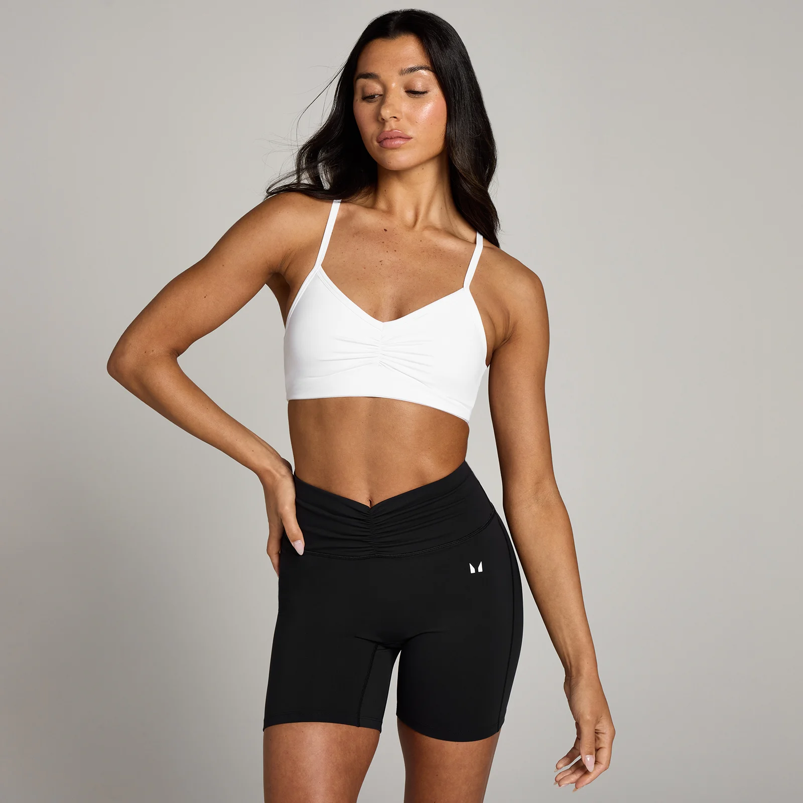 Reggiseno sportivo con rouches frontali MP Tempo - Bianco - S Immagine 1