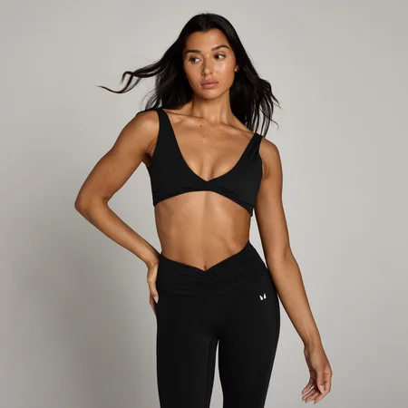 Reggiseno sportivo con incrocio frontale MP Tempo - Nero