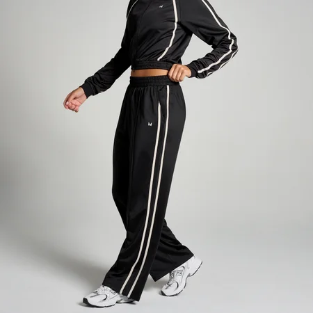 Pantaloni da jogging a taglio dritto tricot MP da donna - Nero / Bianco