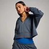Felpa crop con cappuccio e cerniera integrale MP Tempo da donna - Mezzanotte