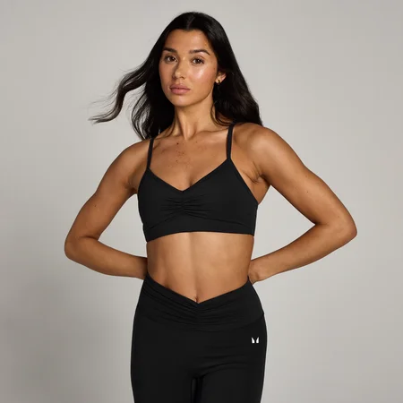 Reggiseno sportivo con rouches frontali MP Tempo - Nero