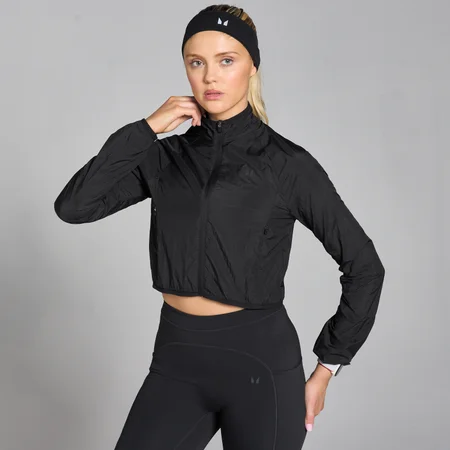 Giacca a vento cropped con vestibilità aderente MP Velocity da donna - Nero