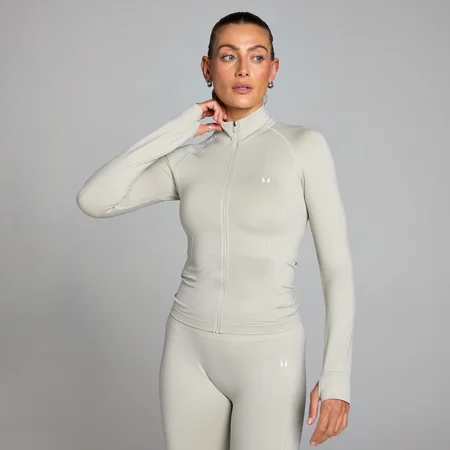 Giacca senza cuciture con cerniera integrale MP Shape da donna - Grigio cenere