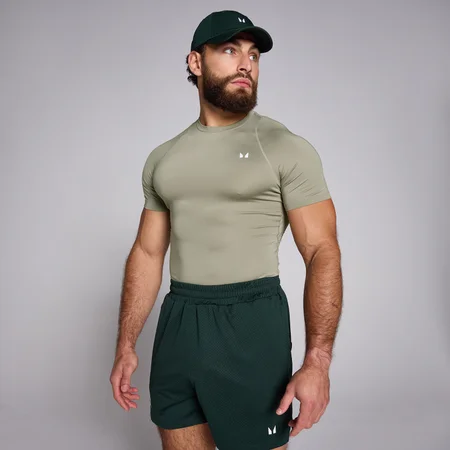 T-shirt sportiva aderente a maniche corte MP da uomo - Salvia scuro