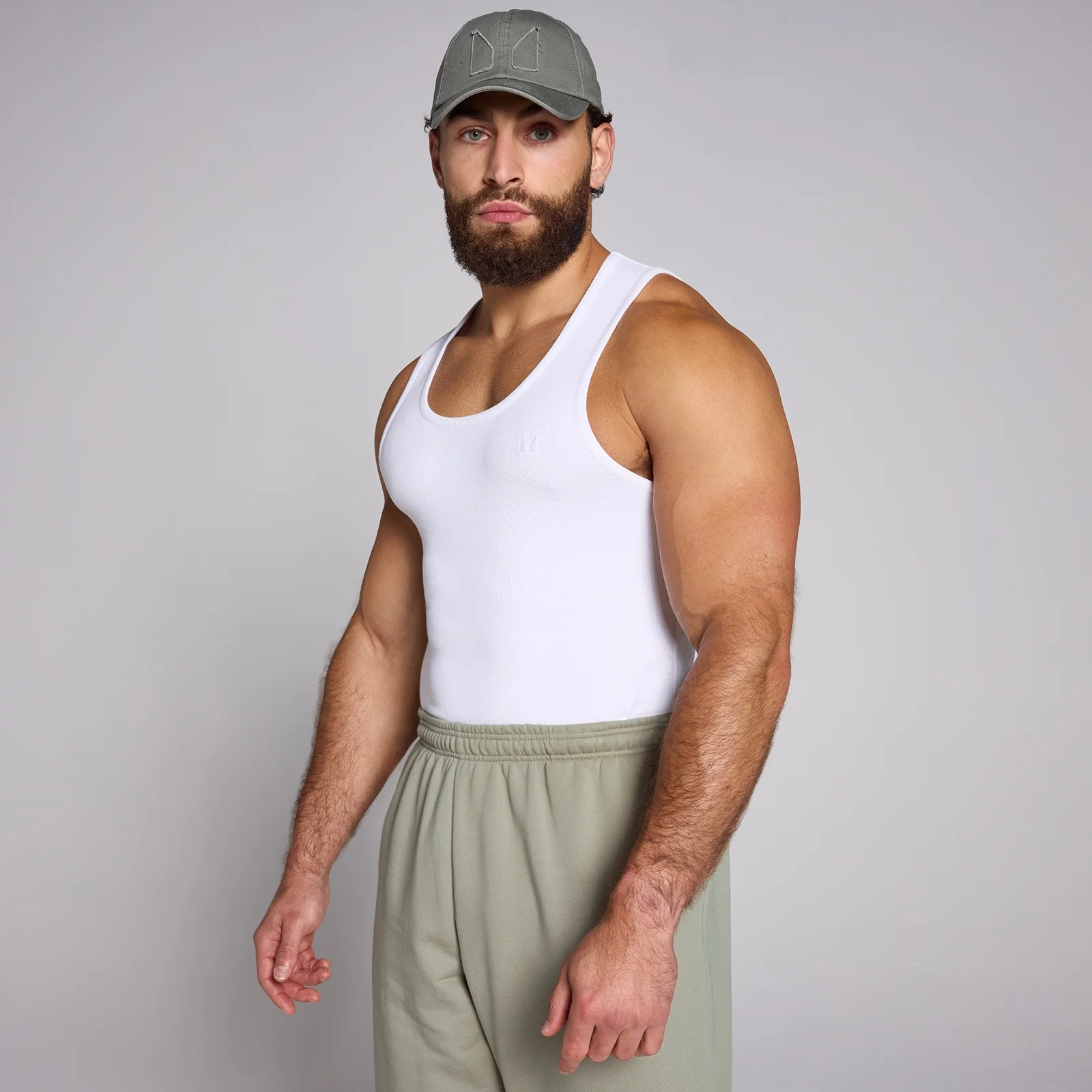 MP Men's Lift Ribbed Muscle Fit Tank - White - L Immagine 1