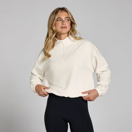 Pile con cerniera 1/4 con collo alto MP da donna - Crema chiaro