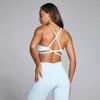 Reggiseno sportivo con spalline incrociate MP Tempo da donna - Azzurro