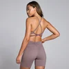 Reggiseno sportivo con spalline incrociate MP Tempo da donna - Caffè