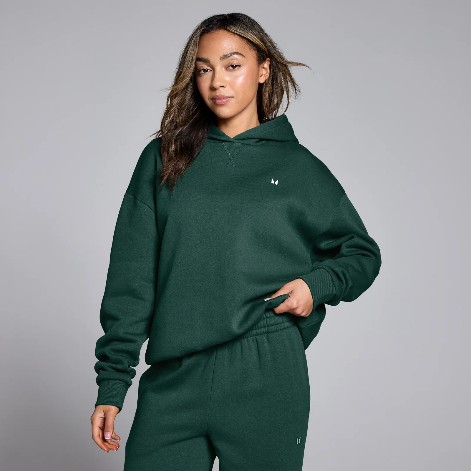 Felpa con cappuccio oversize MP Basics da donna - Smeraldo scuro - XS Immagine 1