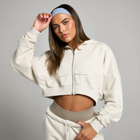 Felpa con cappuccio con cerniera integrale applicata MP da donna - Osso