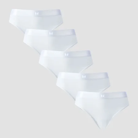 Mutandine bikini a vita media MP da donna (confezione da 5) - Bianco