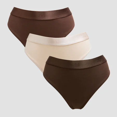 Perizoma a vita media MP da donna (confezione da 3) - Cioccolato intenso / Marrone / Crema scuro
