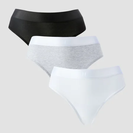 Perizoma a vita media MP da donna (confezione da 5) - Bianco / Nero / Grigio mélange