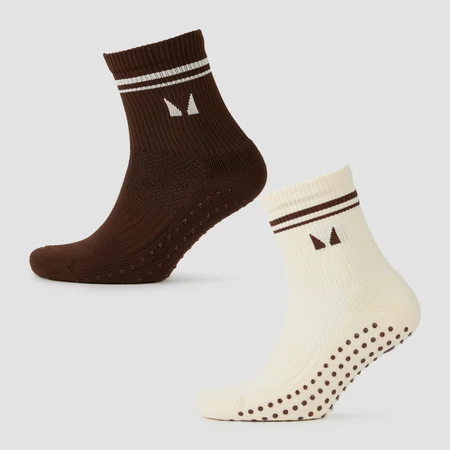 Calzini Pilates MP (confezione da 2) - Soft Cream/Cioccolato