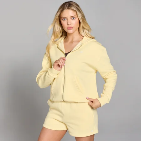 Felpa con cappuccio e cerniera MP Basics da donna - Limone