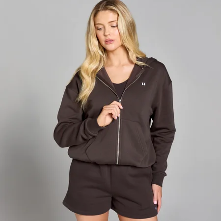 Felpa con cappuccio e cerniera MP Basics da donna - Cioccolato