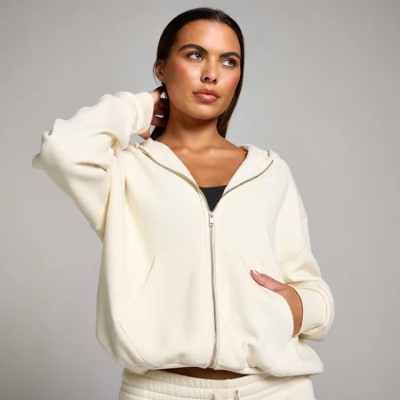 Felpa con cappuccio e cerniera MP Basics da donna - Crema chiaro