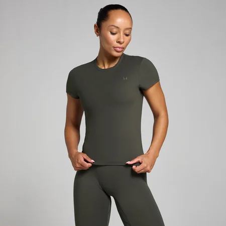 T-shirt a maniche corte aderente MP Tempo da donna - Grigio notte