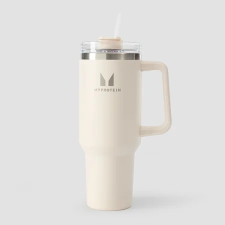 Borraccia Myprotein in metallo con manico laterale e cannuccia 1200ml - Crema naturale