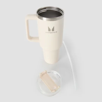 Borraccia Myprotein in metallo con manico laterale e cannuccia 1200ml - Crema naturale Immagine 6