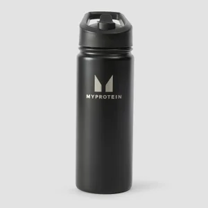 Borraccia in metallo riciclato con cannuccia a scatto Myprotein da 500 ml - Nero - Colour Black