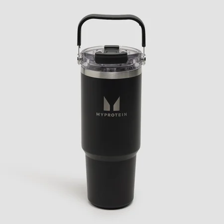 Bottiglia in metallo riciclato Myprotein con manico superiore e cannuccia 900ml - Nero