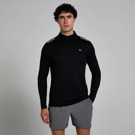 Maglia a rete MP con cerniera a 1/4 Active da uomo - Nero
